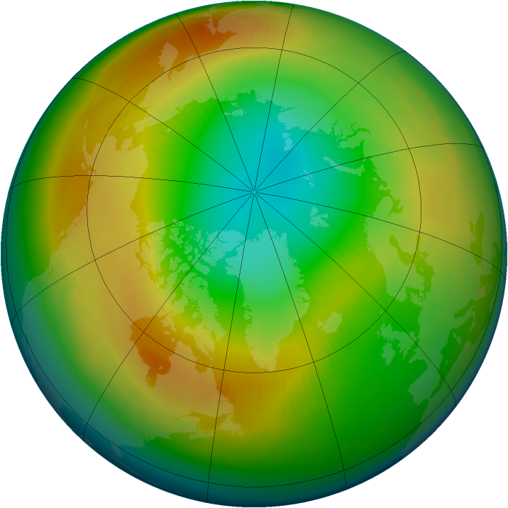 Arctic ozone map for March 1997